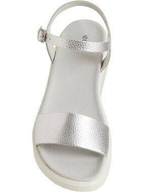 ECCO EUR 41 US 10-10.5 Flowt Leather Women's Sandals Silver Metallic New
